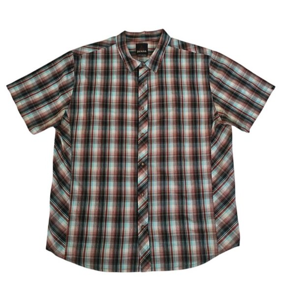 Prana Men's Plaid Pearl Snap Button Front Short Sleeve Hike Camp Shirt Size XL - Picture 2 of 11